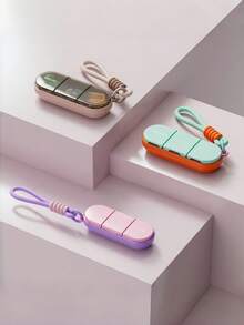 [Portable Pill Box]Dopamine Color Portable Woven Lanyard 3-Compartment Pill Box, With Sealing Ring, Waterproof And Moisture-Proof, Independent Compartment Design, Suitable For Carrying Health Supplements And Vitamins - View 5