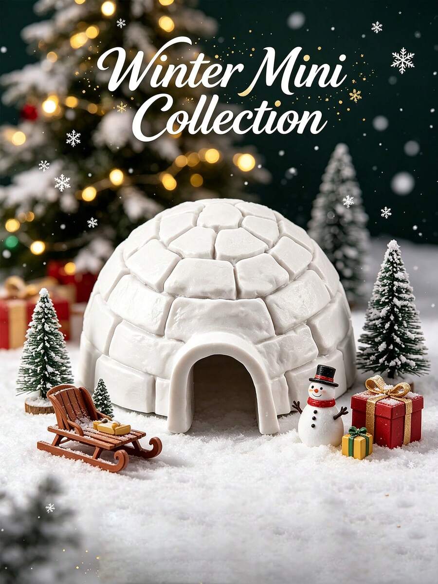 Realistic Arctic Architecture, Model, Miniature Snow House, Christmas Tree, Scene Model, Hidden Cabin, Static Display, Decoration, Christmas Decor, Christmas Gift, Yard And Garden Decoration, Miniature Landscape And Statue - Multicolor - View 1