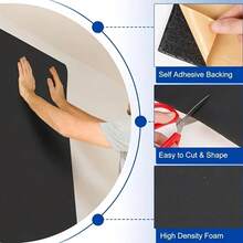 1pc Self-Adhesive Foam, Black With Adhesive Backing Multi-Purpose Foam Rubber Sheet, High Density Foam Board, Furniture Pad, Floor Protector, Anti-Scratch, Anti-Slip, Sound-Insulating, Crafts, DIY Projects Easy To Cut - Multiple Styles - View 4