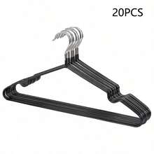 20/30/50 Household Clothes Hangers With Angle-Free, Non-Slip Hanging, Anti-Curvature Coated Drying Rack - Black - View 15