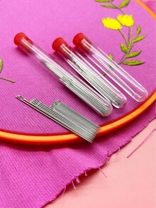 Multi-Specification Mixed Hand Sewing Needle Set With Red Cap Storage Tube, 18pcs/20pcs/40pcs Optional, Tube Storage And Portable, Suitable For Clothing Repair, Fabric DIY, Hand Embroidery, Home Textile Repair, Daily Home Sewing Accessories - Red Bottle Sewing Needle Set - View 1