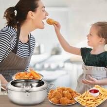 1PC Deep Fryer, 304 Stainless Steel With Lid, Temperature Control And Oil Drip Rack, Used For Frying French Fries And Chicken, Christmas And New Year Gifts - View 5