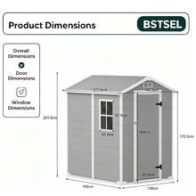 AYAYM All-Weather Resin Outdoor Garden Shed Reinforced Tool Storage Shed - Grey - View 3