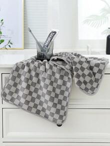 1/2 Pcs(13.39*29.13 Inch/27.56*55.12 Inch)Checkerboard Coral Fleece Towel&Bath Towel Set,Ultra‑Soft Skin‑Friendly,High Water‑Absorbent,Lint‑Free,Quick‑Dry Thick Hand Towel, For Daily Use In Bathroom,Shower,Gym,Spa,Dorm Must‑Have For Back‑To‑School - Grey - View 12