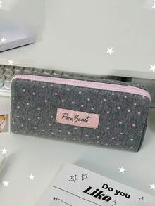 1pc (Keychain Not Included) Light Gray Large Star Pencil Case, Fresh Fashion Large Capacity Stationery Storage Bag, Cute Fashion Makeup Bag, Suitable For Middle School Girls, Student Desk Stationery Storage Bag - Fresh and Simple - View 10