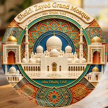 Abu Dhabi Sheikh Zayed Grand Mosque In A Garden Of Arabesques Magnet Where The White Minarets Meet The Heavens In Silence Keepsake For All Metal Surfaces Throughout The Home - A - View 1