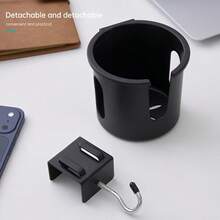 1pc Multifunctional Desk Side Clip Cup Holder With Hook, Desktop Hanging Beverage Storage, Practical Office Accessory, Storage For Water Cups And Small Items - Cup Holder - View 9