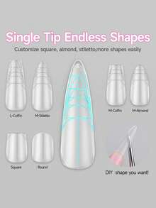UR SUGAR 240Pcs Long Pre‑Shaped Full‑Cover False Nail Tips, 12 Sizes Acrylic Soak‑Off Nail Extension Tips, Multi‑Size Press‑On Manicure Supplies For Home DIY & Professional Salon - Clear - View 2