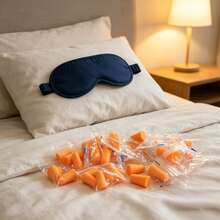 10 Pairs Soft Orange Foam Earplugs With Black Eye Mask, Promotes Quality Sleep, Quiet, Light-Blocking, Warm, Suitable For All Seasons, Eye Protection Tool, Ear Protection Tool, Soft, Comfortable, For Travel, Sleep, Noise Prevention, Noise Reduction, Sound Insulation And Ear Protection - Multi-color - View 9