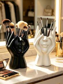1pc Creative Human Body Art Pen Holder - Multifunctional Desktop Storage Box - Decorative Face Vase - Cosmetic Organizer - Indoor Decoration - Vanity Accessory - Desktop Organizer - Perfume Storage Box - Creative Gift For Women - Multi-color Style - View 8