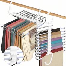 Multi-Layer Foldable Hanging Pants Storage Rack/Hanger, Black Stainless Steel Multi-Functional Multi-Layer Foldable Storage Rack With Anti-Slip Tubes And Hook Holes, Suitable For Storing Various Sizes Of Pants, Ties And Towels, Anti-Slip - Clothes and pants storage rack (black) - View 11