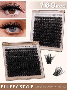 160/180/200pcs D-Curl Single Lash Extensions, Long-Lasting, Lightweight & Long, Suitable For Home DIY Beginners, Portable Travel Pack, Soft & Voluminous, Mixed Design, Enhances Eyes, Easy To Use, Perfect For Stage/Daily/Cosplay/Photography/DIY Eye Makeup - D - View 5