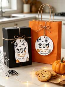 20pcs Halloween Gift Decoration Tag Card Set, Bat, Witch, Spider Pattern Decorative Tag Cards, Halloween Party Gift Tag Pendants, Gift Packaging Decoration Cards, Halloween Gift Wrapping Supplies, Suitable For Halloween Party Gift Packaging, Holiday Decorations - Multicolor - View 6