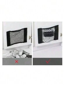 Multifunctional Breathable Elastic Trash Bag Storage Rack, Kitchen Cabinet Door Trash Organizer, Wall-Mounted Adhesive Mesh Storage Bag, Home Bathroom Storage Organizer, No-Drill Hanging Black Mesh Storage Bag, Car Trunk Use - Multicolor - View 8