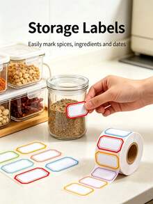 1000pcs Multi-Purpose Colorful Border Writable Self-Adhesive Label Stickers Roll, Blank Classification Marking Labels, Suitable For Home, Office, School, Jar Storage - Random a - View 6