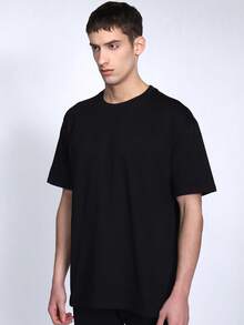 Logeqi® Camiseta de Hombre Oversize de Color Negra y Blanca ,Sudadera Casual de Manga Corta de100% Puro Algodón para Salidas y Streetwear - Negro - Ver 2