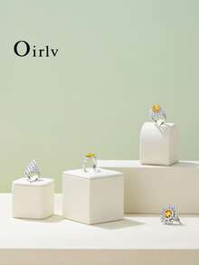 Oirlv Microfiber Ring Display Stand Ring Holder Jewelry Display Organizer Showcase Props For Retail Store Counter Home Jewelry Personal Collection - Beige - View 5
