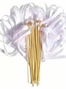 10/20pcs Ribbon Magic Wands With 3 Layers Of Ribbon And Gold Bells, Party Favors, Ribbon Sticks, Fairy Magic Wands, Wedding Decoration - Ribbon Stick - View 14
