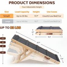 Dog Ramp For Bed, 33" Foldable Dog Steps For Couch Height Adjustable, Portable Pet Ramp For Car With Non-Slip Mat (33 Inch) - Wood Color - View 5