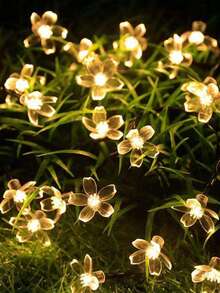 1pc 6/3/1.5M Transparent Cherry Blossom LED Decorative String Light, Blossom Shaped Decorative Light, Wedding, Birthday, Holiday, Party Decor String Light, Indoor Room Wall Decor, Home Decor String Light, Christmas Tree Decor String Light - Yellow - View 5