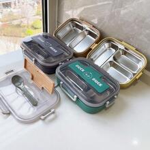3-Compartment Large Capacity Stainless Steel Inner Liner High-End Minimalist Elegant Style Daily Happy Lunch Box/Bento Box Suitable For School/Work/Camping/Hiking/Business Trip - Purple - View 4