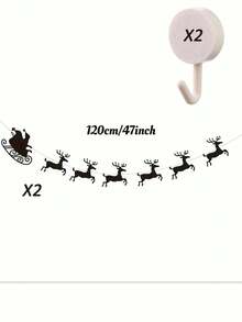 Christmas Santa Reindeer Banner, Felt Garland Bunting, Festive Hanging Decoration For Xmas Party Mantel - Multicolor - View 13