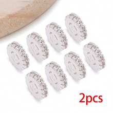 2pcs Silvery Plated Cubic Zirconia Spacer Beads Rhinestone Round Flat Heart Twist Metal Spacers For DIY Bracelet Necklace Jewelry Making Findings - Silver - View 20