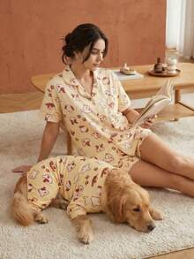 Matching Dog And Onwer Pajamas - Breathable High Stretch Full Coverage Pet Rompers, Summer Anti Licking Shedding Hair Control & Bug Protective Jumpsuit For Medium Large Dogs, All Over Printing Dog Clothes, 1PC Dog Pajamas Or 1PC Onwer Pajamas - Multicolor - View 7