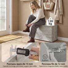 HOMCOM Coffre de Rangement, Banc de Rangement avec Couvercle Rabattable, Banc à Chaussures, Meuble d'Entrée, Couloir, Chambre, Salon, 80 x 40 x 45 cm - Gris - Voir 8