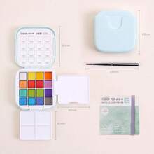 Languo 16-Color Portable Watercolor Set, Solid Watercolor Paint Set With Built-In Palette And Brushes, Compact Travel Painting Kit, Suitable For Sketching, Journaling And Art Practice Art Supplies - Sets - View 16