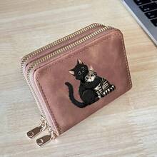 2pcs Cat Pattern Lightweight Fashionable Women's Card Holder Double Zipper Wallet Mini Wallet Card Holder Suitable For Daily Use - Multicolor - View 9