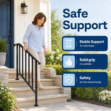 2-Pack Outdoor Handrails – Heavy-Duty Steel Stair Railing For 2-5 Steps, Weatherproof For Porch, Deck & Entryway - 3-step - View 7