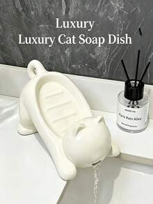 2/1pc Self-Draining Plastic Soap Dish Set, No-Drill Adhesive Wall-Mounted Soap Holder, Suitable For Bathroom Sink, Bathtub And Shower, Quick-Drying Soap Tray With Storage, Kitchen Countertop And Washbasin Home Bathroom Accessory - Multicolor - View 2