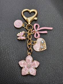 1pc 26 Letter Enamel Floral Keychain Pendant, Creative Key Ring Decorative Accessory, Car Key Chain, Bag Charm, Suitable For Friends, Family, Valentine's Day Gift, Birthday Gift, Holiday Gift, Party Favor - Multicolor - View 15