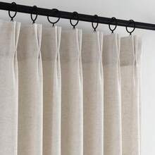 Beige Pinch Pleated Linen Curtains 96 Inch Long 2 Panels - Natural Linen - View 7
