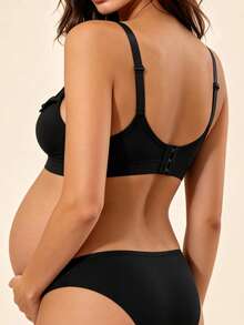 Hart & Haze 1pc Lace Patchwork Wireless Nursing Bra Without Padding - Black - View 4