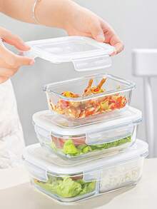 Heat‑Resistible Glass Lunch Box With Lid, Odor‑Resistant Leak‑Proof Quick‑Lock Lid Meal Container, Multi‑Capacity Clear Glass Food Keeper, Oven & Freezer Kitchen Food Storage Organizer - Transparent - View 10