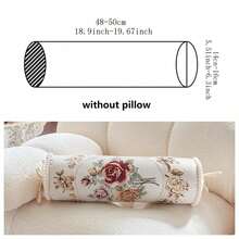 1pc Floral Embroidered Pillow Case, Cylindrical Candy Pillow Case, Without Pillow Insert - Mint Blue - View 3