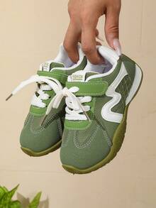 1 Pair Kids Fresh Green Lightweight Soft Sole Casual Sneakers, Suitable For School Running And Shopping - Green - View 8