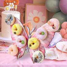 1 Set Pink Butterfly Shaped Wooden Donut Stand, Butterfly Shaped Donut Display Rack Frame, Birthday Table Centerpiece Decoration, Birthday, Anniversary, Baby Shower, Bridal Shower, Wedding Decoration Donut Stand - Butterfly - View 5