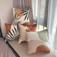 Housses de Coussin 45X45 Cm, Housses de Coussins Lot de 4 Cushion Covers en Velours Coussins Décoratifs avec Fermeture Eclair Di - feuille-b1906 - Voir 3