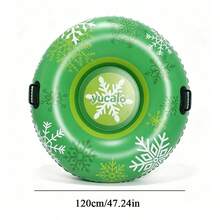 Inflatable Snow Tube, Winter Outdoor, Thickened PVC Material, 120cm With Handles, Adult Snow Sled, Snow Resort Entertainment - Multicolor - View 9