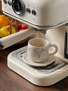 Set Cangkir dan Piring Kopi Keramik Motif Buah Pir Lukis Tangan, Mug Unik untuk Teh Sore di Rumah, Dilengkapi Sendok, Cangkir Susu dan Air, Cangkir Estetik - Putih - View 7