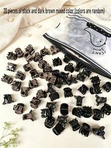 20個棕色與黑色迷你髮夾，適合女性髮型設計，可用於裝飾編髮與蓬鬆瀏海 - 彩色 - 查看 5