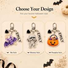 1pc Custom Halloween Acrylic Keychain, Personalized Name Bag Charm,Custom Name Keychain, Halloween Gift - Multicolor - View 6