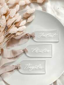20pcs Acrylic Wedding Place Cards, Arch-Shaped Blank Name Tags, DIY Seat Cards, Hanging Wedding Decor Signs - No Ribbon - View 6