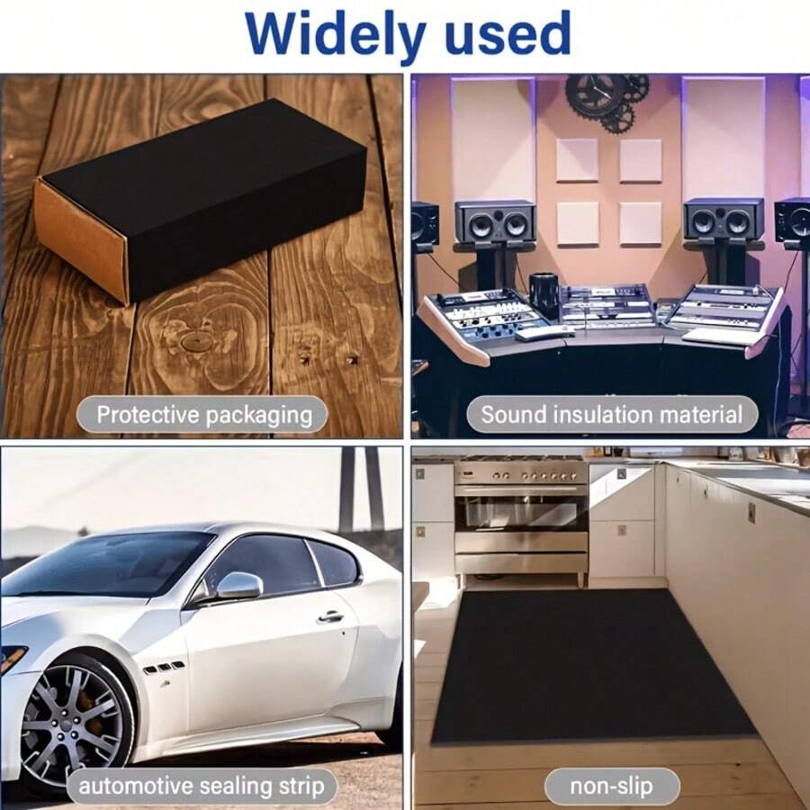 1pc Self-Adhesive Foam, Black Multi-Purpose Foam Rubber Sheet With Adhesive Backing, High Density Foam Board, Furniture Pad, Floor Protector, Scratch-Resistant, Non-Slip, Sound-Insulating, Crafts, DIY Projects Easy To Cut - Black - View 1