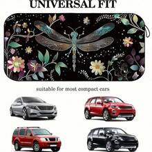 1pc Beautiful Dragonfly Car Sunshade, Made Of Polyester Fiber, Durable 190T Material Blocks UV Rays And Heat Protection For Car Interior, Suitable For Various Car Models Front Windshield, With Heat Insulation And Privacy Protection Function, Keeps Your Car Cool, Foldable For Easy Storage - Beautiful Dragonfly - View 4