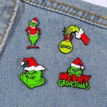 The Grinch 1pc Christmas Brooch, Cartoon Monster Badge, Holiday Lapel Pin, Suitable For Bags And Clothing, Gift, Halloween Costume - Multicolor - View 2