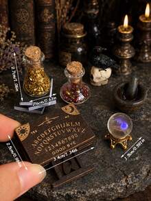 Miniature Dollhouse Alchemy Scene Decor, Mini Crow Crystal Ball And Magic Potion Bottles, Mortar And Pestle, Letter Divination Board Miniature Models, Tiny Desktop Decoration Accessories - one-size - View 2